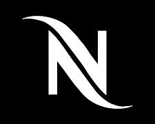 white letter N with black background